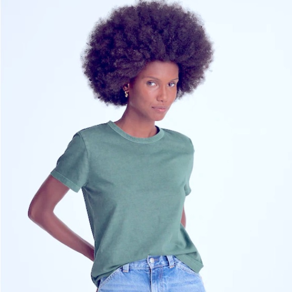 Madewell NWT Perfect Crewneck Tee in Allday Jersey in Lagoon Green Size Small